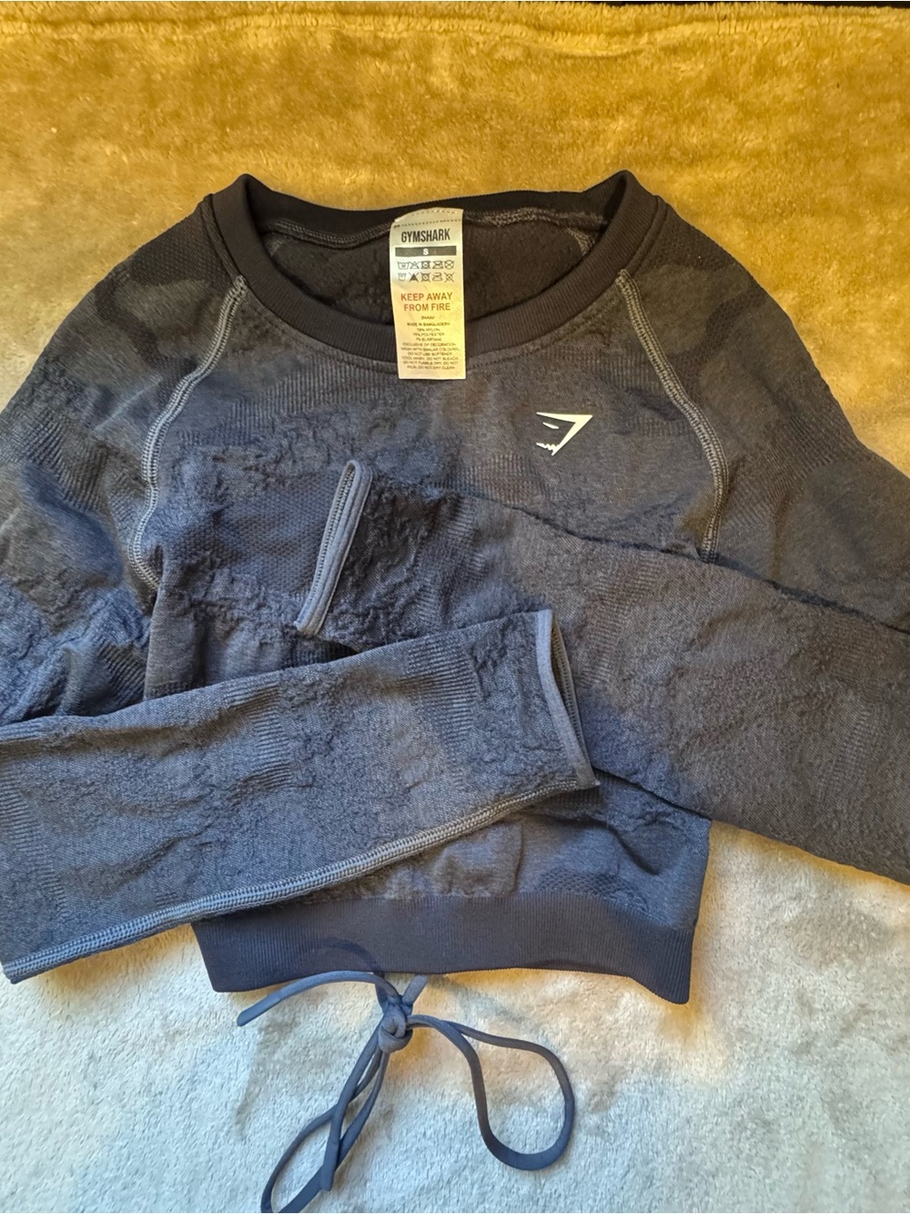 Gymshark Dark Gray cropped long sleeve workout top with lace up back